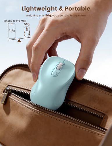 WisFox 2.4GHz Wireless Mouse for Laptop, Ergonomic 6-Button, Baby Blue - Image 7