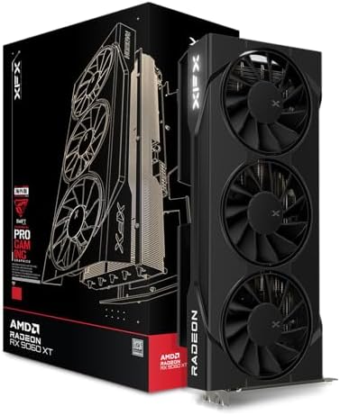 XFX Swift AMD Radeon RX 9060 XT OC Triple Fan Gaming Edition with 16GB GDDR6 HDMI 2xDP, RDNA 4 RX-96TS316BA, Graphics Card, Compatible with Desktop PCs by XFX