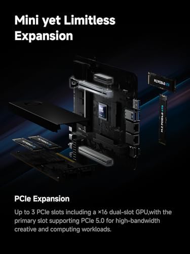 MINISFORUM MS-02 Ultra Mini Workstation PC, Intel Core Ultra 9 285HX (24C/24T, up to 5.5GHz), PCIe 5.0 x16, 4× DDR5 Slots, 4× M.2 Slots, USB4 v2 80Gbps, Dual 25GbE+10GbE+2.5GbE, Wi-Fi 7, 350W PSU - Image 5