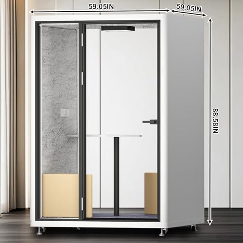 Office Pod Booth with Audio Privacy - Portable Soundproof Booth with White Modern Style,Outdoor Office Pod with Light,Ventilation,Socket for Game,Private Chat Room,Independent Office(59.05IN) - Image 2