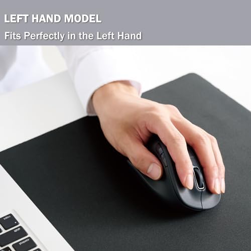 ELECOM Left Hand Wireless Ergonomic Mouse, 2.4GHz with Mini USB Receiver, Silent Click, 2000DPI, 5 Buttons, Optical Sensor, Compatible with PC, Mac, Laptop, EX-G, Lsize Black (M-XGL31DBSKBK) - Image 2