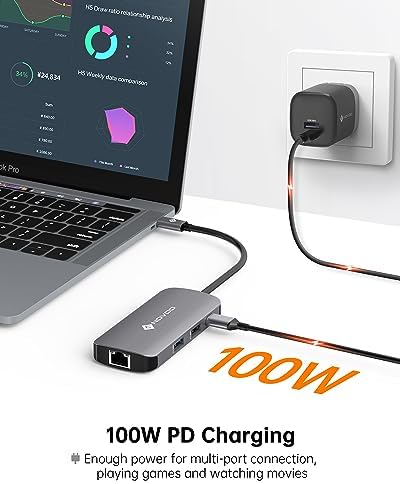 NOVOO USB C Hub Ethernet 4K@60 USB C HDMI Adapter Multiport Type C Adapter 4 USB 3.0 & USB2.0 Dongle 100W PD Dock Docking Station for MacBook Pro Air Apple iPad Pro Steam Deck Dell HP Lenovo 7-in-1 - Image 6