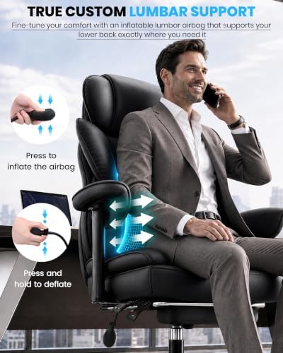 Office Chair, Big and Tall Executive Chair with Adjustable Lumbar Support - Image 4
