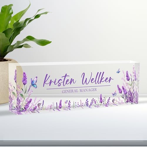 Desk Name Plate Personalized, Custom Name Plate for Desk, Personalized Acrylic Name Plate for Desk, Customize Office Name Plates for Desks, Personalized Purple Desk Decor for Office Gift by Ueedklaayy