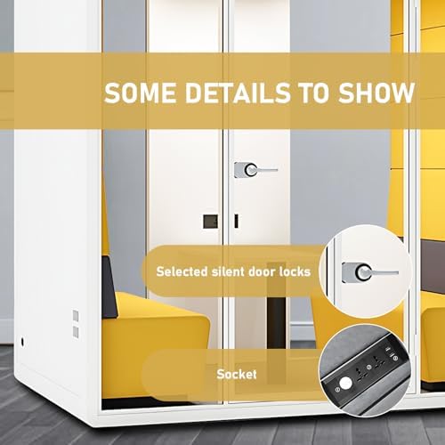 Office Sound Booth with Audio Privacy - Soundproof Proof Booth Includes Superimposed Interior Design,Sound Room Include Socket,Fans,Light for Study (Yellow, 90IN) - Image 6