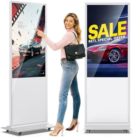JIYANG 49 Inch Touchscreen Digital Signage Display Kiosk, Indoor Floor Standing LCD Advertising Display with Android Media Player, HDMI/USB/WiFi Input Auto Split Screen(White) by HomePage