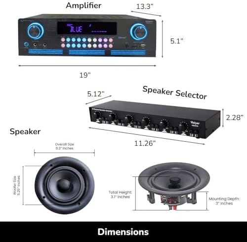 Vaiyer Home Audio Sound System Kit, 2000 W Bluetooth Amplifier - Image 2