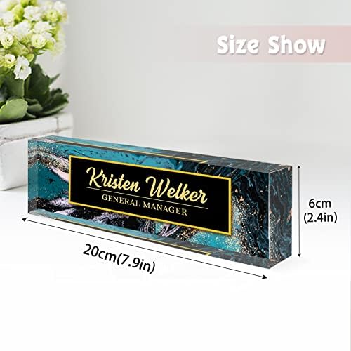 Desk Name Plate Personalized, Custom Name Plates for Desks, Personalized Acrylic Name Plate for Desk, Office Gifts for Coworkers, Boss, Employee, Teacher, Social Worker (Blue/Gold Coast) - Image 6