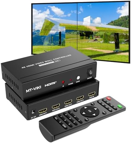 MT-VIKI 4K60Hz HDMI Video Wall Controller 2x2, [4K Input & 4K Output], 180° Rotate, HDMI 2.0, HDCP 2.2, 18Gbps, RGB 4:4:4 by MT-VIKI