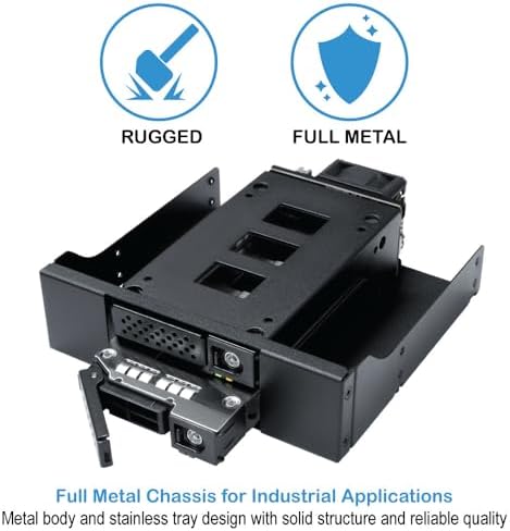 Kingwin 5.25" Bay Backplane Mobile Rack Enclosure for 2 x 2.5 U.2/U.3 NVMe SSDs, SlimSAS Connectivity, Hot-Swap Tray, Tool-Free Installation, Durable Metal Build, High-Speed Storage Solution - Image 5