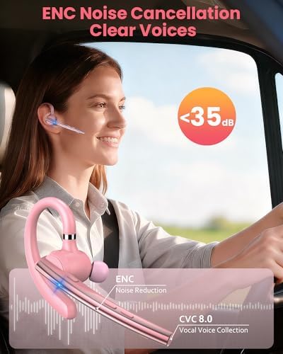 New Bee Bluetooth Headset V5.1 72H Talk Time Dual Mic with Mute Button for Business, Wireless Hand-Free Bluetooth Earpiece with 500mAh Charging Case for Cell Phone Calls Trucker Driver Laptop - Image 2