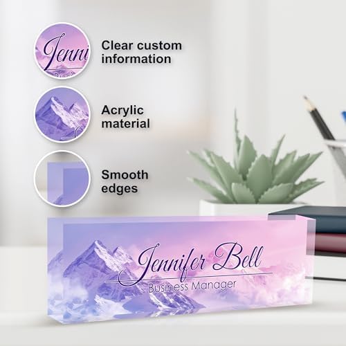 Personalized Name Plate for Desk, Custom Desk Name Plate, Acrylic Name Plate Office Desk Accessories, Personalized Office Gifts for Coworkers Teachers, Employee Appreciation Gifts (Himalayan) - Image 3