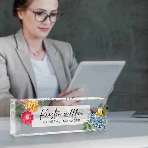 Desk Name Plate Personalized, Premium Clear Acrylic Desk Name Plate, Personalized Name Plate for Desk, Office Decor for Women or Men Coworkers, Boss, Employee, Teacher, Social Worker (Style-Red) - Image 3