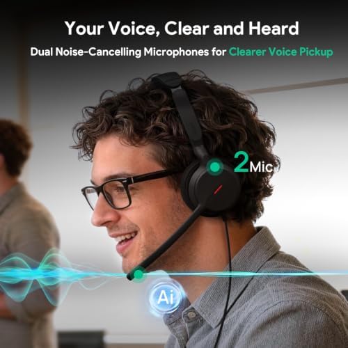 Yealink UH44 Wired Computer USB Headset, 2 AI Noise-Canceling Microphones - Image 2