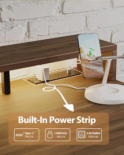 Agilestic 55 * 24 Inch Electric Standing Desk with Shelf & Led, Dark Walnut - Image 5