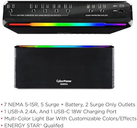 CyberPower GX950UC Gaming UPS Battery Backup and Surge Protector - Image 4