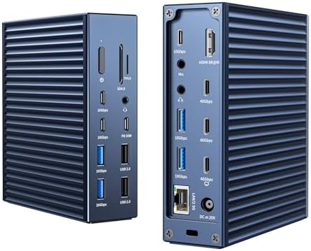 ACASIS Thunderbolt 4 Dock 21-IN-140gbps for MacBook Pro Docking Station Dual Monitor, 8K60Hz HDMI 2.5 GbE Ethernet SD/TF 4.010Gbps 7*USB C/A, 3.5mm Audio, 40Gbps Dock for Mac/Dell/HP/Lenovo/ThinkPad by ACASIS