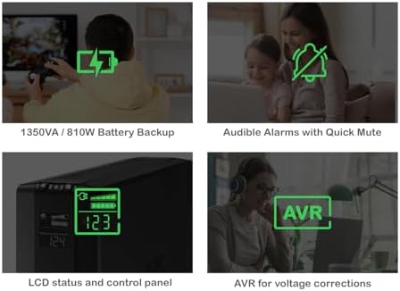 APC 1350VA/810W Pro UPS Battery Backup for Office Electronics, AVR, BX1350M - Image 3
