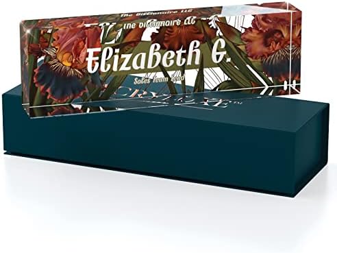 Desk Name Plate Personalized, Custom Name Plates, 2½/x8 Inches, Thick Crystal-Clear Acrylic, Gift Box, Office Desk Decor. USA Made by ACRYLUXE (Iris) - Image 3