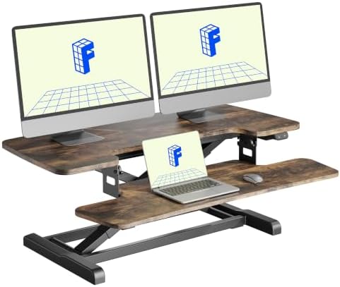 FLEXISPOT 36" Electric Standing Desk Converter, Rustic Color by Unknown