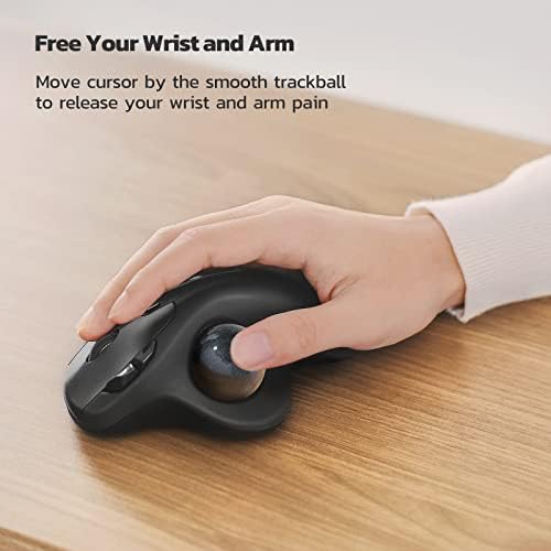 Nulea M501 Wireless Trackball Mouse Ergonomic Thumb Control, 4 DPI Levels - Image 2