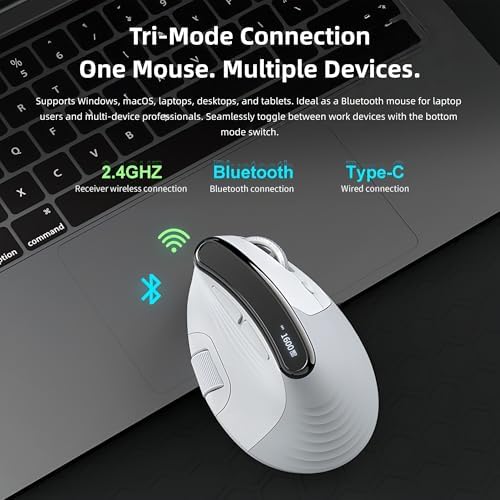 Ergonomic Vertical Mouse, Dual Scroll, Tri-Mode, OLED Display - Image 6