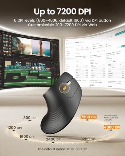 ProtoArc EM11 Pro Ergonomic Mouse for Large Hands, Side Scroll, Black - Image 5