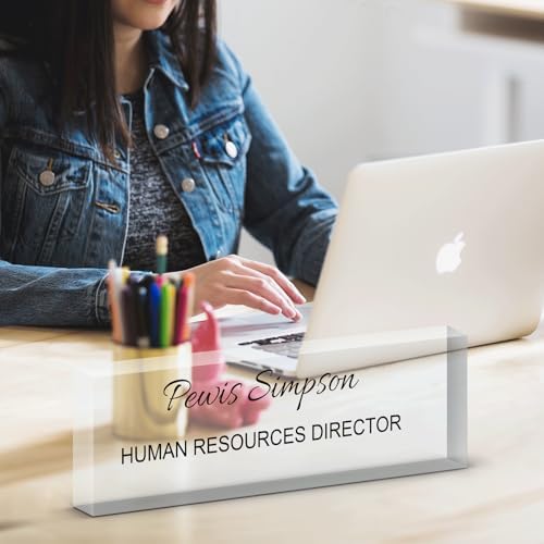Desk Name Plate Personalized, Desk Double sided pattern Name Plate Personalized Office Desk Decor for Women and Men, Teacher Nurse Boss Employee Appreciation Gifts (transparent, Customized) - Image 4