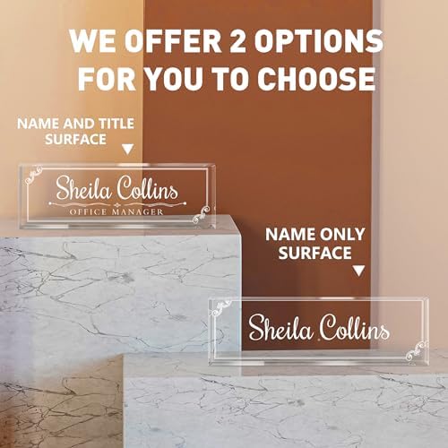 Custom Engraved Name Plate for Desk, Acrylic Desk Name Plate Personalized, Office Decor for Women Men, Acrylic Desktop Accessories, Office Gifts for Boss Manager Teacher, Employee Appreciation Gifts - Image 2