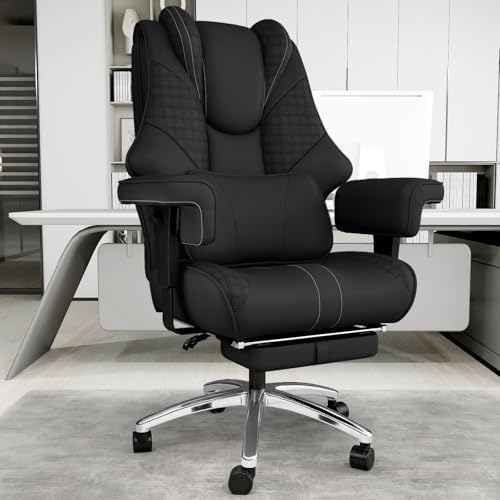 Big and Tall Office Chair with Foot Rest, High Back Computer Desk Chair by BoxDesignLab