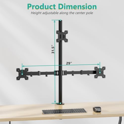 WALI Tall Triple Monitor Mount for 13-27 inch Computer Screens, up to 22lbs - Image 6