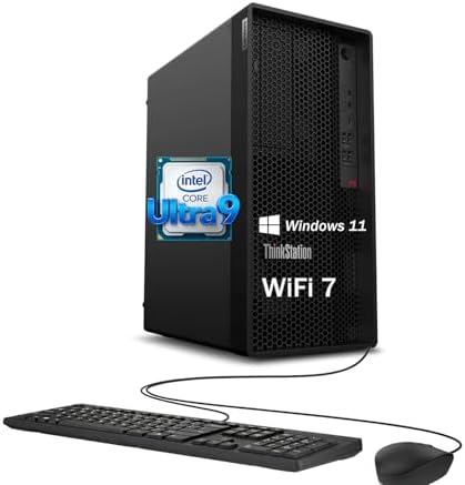 Lenovo ThinkStation P2 Tower Desktop Computer | Intel Core Ultra 9 285k (24 Cores, Up to 5.7GHz) | 64GB DDR5 RAM, 4TB SSD | AI NPU for CAD & Design | WiFi 7, Bluetooth 5.4 | Wired KB & Mouse by LENOVO
