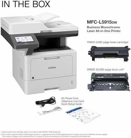Brother Professional Laser Printer All-in-One with Scanner and Copier, High-Speed 50 ppm Monochrome Printing, Wireless Network Ready, Dual-Band WiFi, Auto 2-Sided Print (MFC-L5915DW) - Image 6