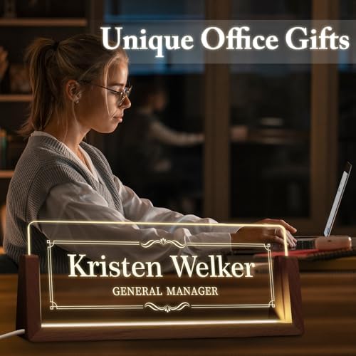 Custom Light Up Name Plate for Desk, Desk Name Plate Personalized with Logo, Employee Appreciation Gift, Personalized Office Gifts for Boss Coworkers Teacher, Office Decor for Women Men (Border style) - Image 6