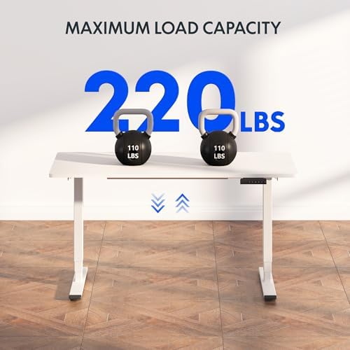 FLEXISPOT E6 3-Stage Dual Motor Electric Standing Desk 48 x 24 Sit Stand Up Desk, Holds 220 lbs, Adjustable Height w/Memory Presets, One-Piece White Desktop & White Frame, Ships in 2 Boxes - Image 3