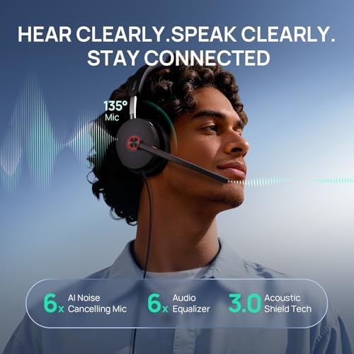Yealink UH48 ANC Wired USB-C/A Headset,6 AI Noise-Canceling Microphones - Image 3