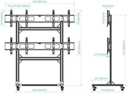 Monoprice 2x2 Video Wall Display Cart with Micro Adjustment Arms - Image 6