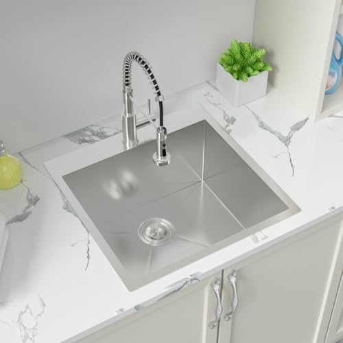 Sarlai 22" x 22" Laundry Sink with Faucet Drop In Kitchen Sinks 12" Deep - Image 3