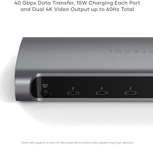 Satechi 11-in-1 Thunderbolt 4 Dock, 2X 4K/60Hz Displays, 3 USB-A 3.2 - Image 4