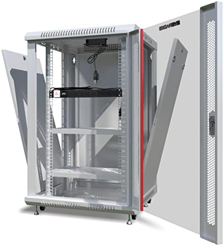 Sysracks 18U Gray Wall Rack Mount Server 18" Deep Network Cabinet, Server Rack with Fan, Removable Side Panels, Locking Glass Door 19" Computer Cabinet Enclosure Network Rack Case 18.450 - Image 4