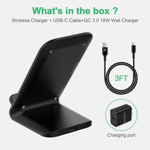 Android Wireless Charger Samsung for Samsung Galaxy S25FE S25 Plus S25 Edge S25 Ultra S24FE S23 S22, Android Desk Phone Charger Stand Fast Charging Station Pad for iPhone 17 Pro Max, with 18W Adapter - Image 5