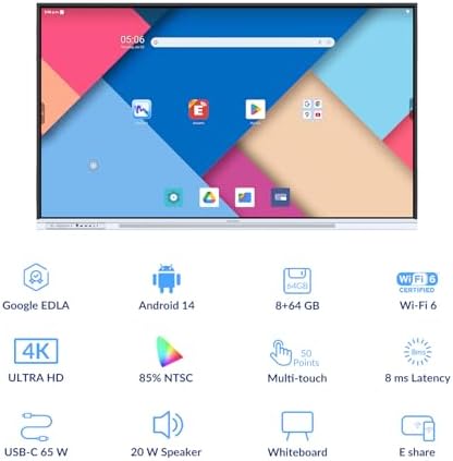 65 Inch 4K Smart Board, Google EDLA-Certified Interactive Whiteboard - Image 3