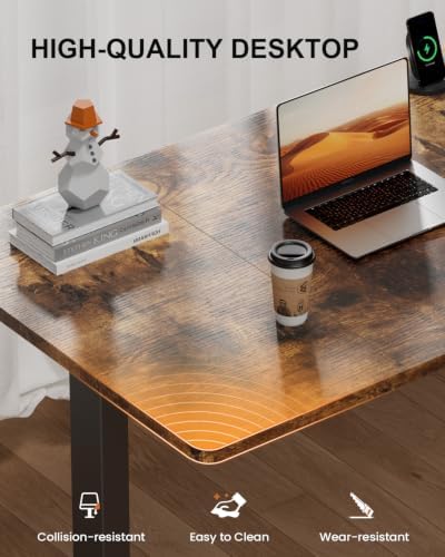 HLDIRECT 55" Electric Standing Desk with Power Outlets, Brown - Image 6