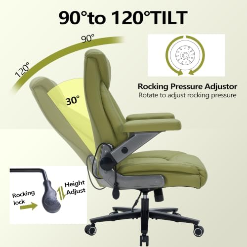 600lbs Big and Tall Office Chair with Lumbar Support 5 Way Adjustable Armrest Heavy Duty Ergonomic Office Chair Executive OfficeChair Extra Wide and Oversized (Avocado Green) - Image 5