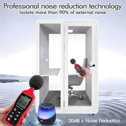 Soundproof Office Pod Booth, Quiet Meeting Pod with Acoustic Panels, Portable Modular Pod, Privacy Booth for Private Phone Calling, One to Two Person Workspace with Sound Isolation W55in D48in H92in - Image 2