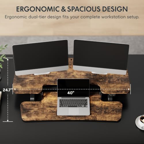 FLEXISPOT 40" Electric Standing Desk Converter, Rustic Color - Image 5
