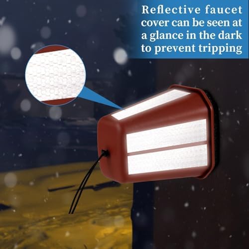 1 Pack 2026 Upgrade Extra Large Outdoor Faucet Cover for Winter Freeze Protection 8.5x7x5.5in Thick Plastic Foam Hose Bib Spigot Cover Winter Insulated with Reflective Strips (Red) - Image 5