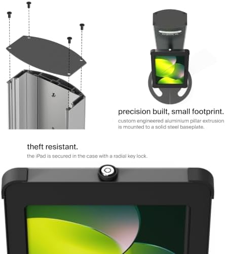 SPROCKET Premium Kiosk Stand T Print B15 - Most Advanced & Key-Locked Secure Tablet Floor Stand with Label Printer, Adjustable Mount & Ergonomic Design, Compatible with Apple iPad - Image 4
