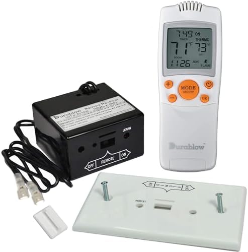 Durablow TR1003 On/Off Gas Fire Fireplace Remote Control Kit + Thermostat + Timer with LCD Screen for Millivolt Valve, IPI Module, Replaces Wall Switch | Thermostat Control Module by Durablow