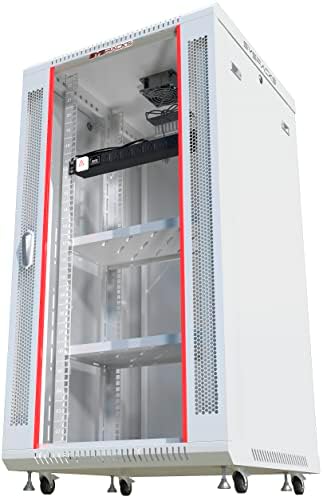 Sysracks 22U Gray Wall Rack Mount Server 19" Deep Network Cabinet, Server Rack with Fan, Removable Side Panels, Locking Glass Door 24" Computer Cabinet Enclosure Network Rack Case 22.600 by SYSRACKS